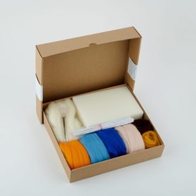 Gyapjútündér – nemezelő alkotódoboz- Narancs-kék