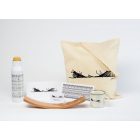 Vászon bevásárlótáska natúr - fekete épületrajz