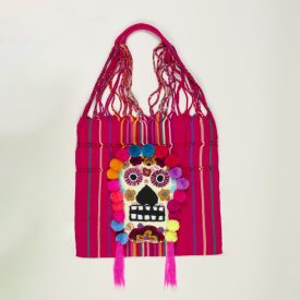 Mexikói hímzett, csíkos szövet shopper táska