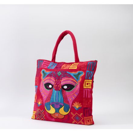 Mexikói jaguár mintás, cipzáras, nagy táska