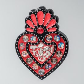 Mexikó szív dísz fából, piros